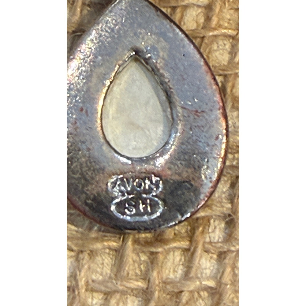 Vintage Avon silver-tone Y-necklace and Pierced earring sets yellow Teardrop - Picture 8 of 11